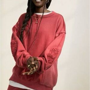 Aerie Keep it Light Crochet Crew Sweatshirt